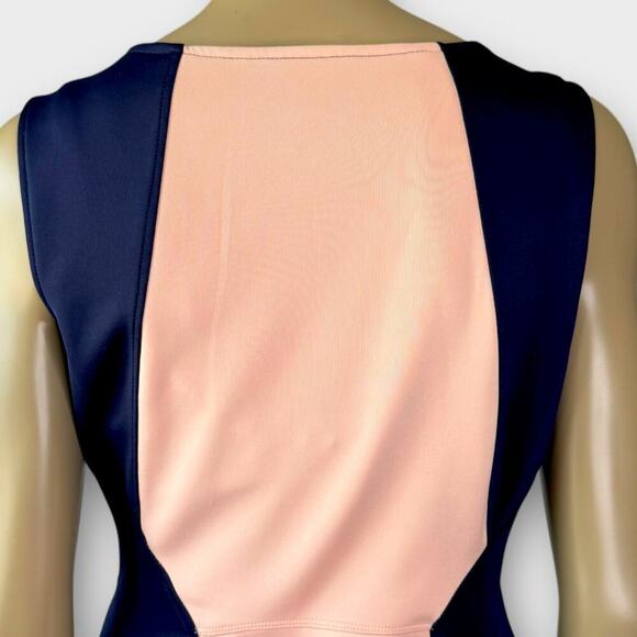 Enfocus Studio Sleeveless Sheath Scuba Pencil Dress Size 12 Colorblock Navy Pink - Picture 8 of 15